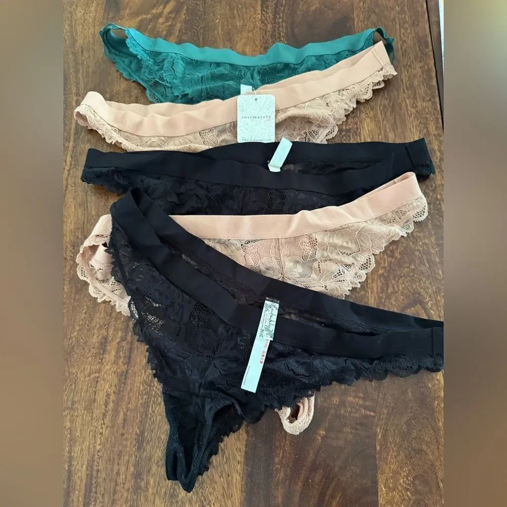 NEW FREE PEOPLE EVERYDAY LACE TANGA 5 PACK